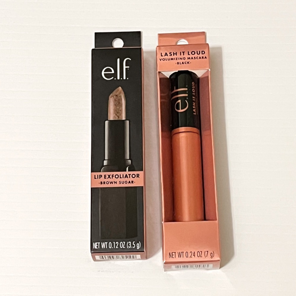 e.l.f. lip exfoliator and volumizing mascara